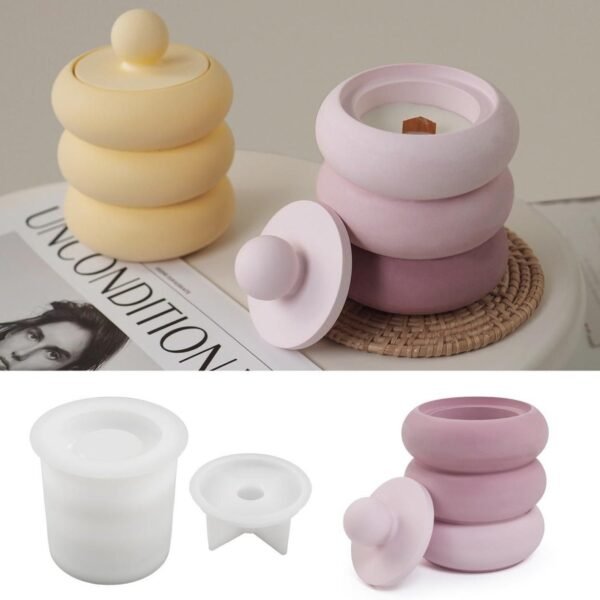 Stackable cup with lid candle silicone mold