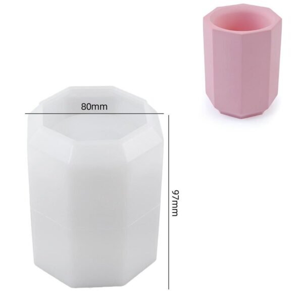 long octagon candle cup silicone mold