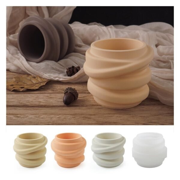 Round wave irreguler storage candle cup silicon mold