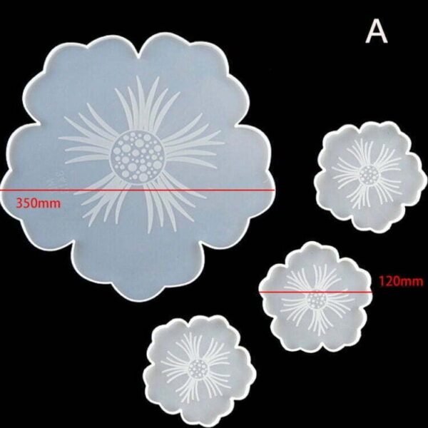 Decorated Flower Coaster Mold (4pieces)