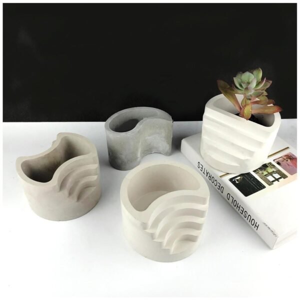 Round ladder shape flower pot silicone mold