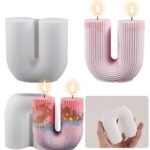 Ribbed u-shaped candle silicone mold