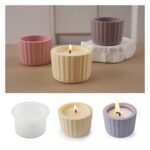 Simple stribed candle cup silicone mold